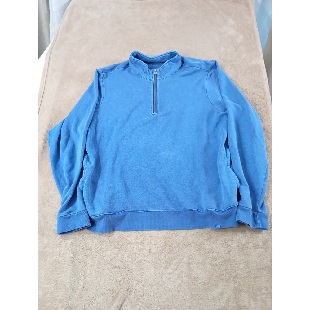 Outerknown Sweatshirt Mens 2XL Blue Quarter‎ Zip Hemp Blend Long Sleeve EUC